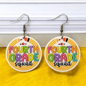 Colorful Fourth Grade Squad Earrings